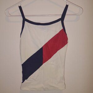 Small - Tank Top - White - Red & Blue